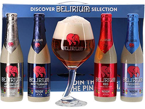 Delirium Discovery Belgian Strong Beer Gift Set with Official Branded Glass (4x330ml) - Premium Selection, Gifts For Him, For Her, Christmas, Birthday's, Father's Day