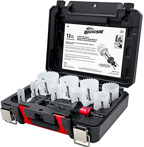 Disston QUICKCORE 13 pc Set - 3/4, 7/8, 1 1/8, 1-3/8, 1-1/2, 1-3/4, 2, 2 1/8,and 2-1/2 Hole Saws, & Quick Change Arbor, Part E0100231