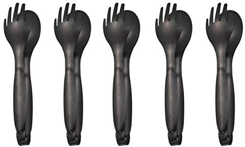 MBBITL 5 x Flatware Serving Tongs 8 inch Stainless Steel Appetizer Buffet Tongs Fork Spoon Design - Black