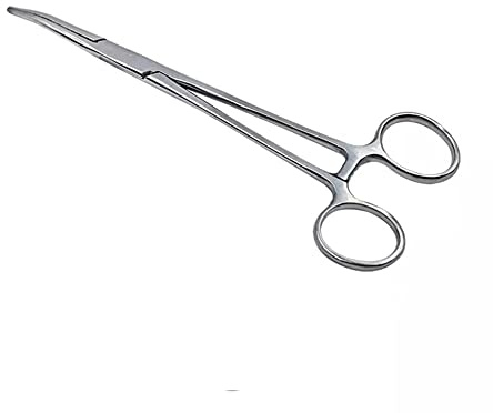 Gebogene hämostatische Pinzette aus Edelstahl, Angelzange Pinzette für Angelhaken, Tierzupfen, Mundreinigung