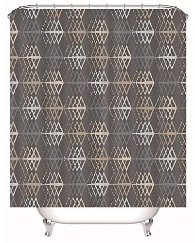 EHOMERY Duschvorhang Mit Gewicht Duschrollo Seitlich Ausziehbar Rautenmuster Polyester Dunkelgrau Rostfreie Ösen Und 12 Hakenringe, 90X180Cm
