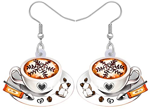 LONYOO Acryl Kaffeetasse Ohrringe Baumeln Drop Sweet Drink Schmuck Löffel Ohrringe für Frauen Mädchen Trendy Geschenke