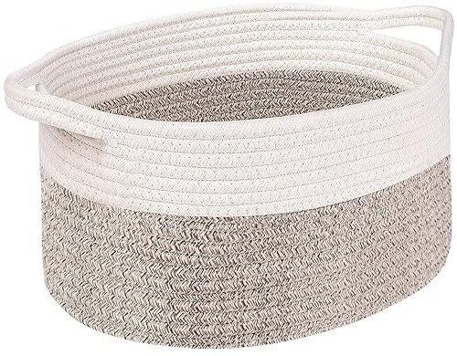 OUTBROS Aufbewahrungskorb, Flechtkorb, Dekorativer Körbchen Geflochten, Toilettenpapier Aufbewahrung,Stapelbare Mehrzweck-Organisations Behälter, Beige/Braun