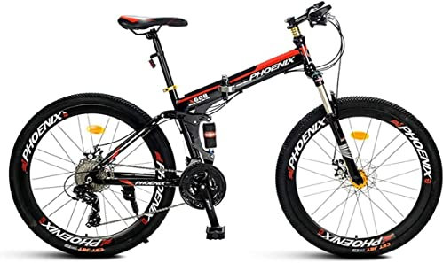 Fahrrad,Mountainbike Kinderfahrräder 21/27 Speed Stahlrahmen 26 Zoll Speichenräder Federung Faltrad,Schwarz,27speed