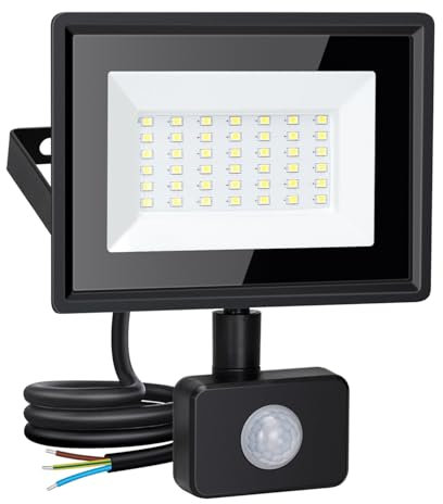 Aigostar Outdoor Sensor Light, 30W LED Security Lights Outdoor Motion Sensor, PIR Floodlight 2510 Lumen, IP65 Waterproof Outside Flood Light, Ultra Thin Floodlights Spotlight for Garden Garages Black