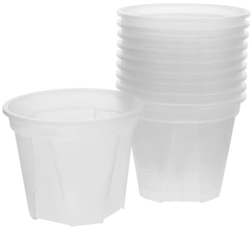 GANAZONO Pot Transparent 10Cm avec Trous De Drainage Pot De Contrôle des Racines en Plastique pour Succulentes Cactus Herbes Décoration Naturelle Maison Bureau