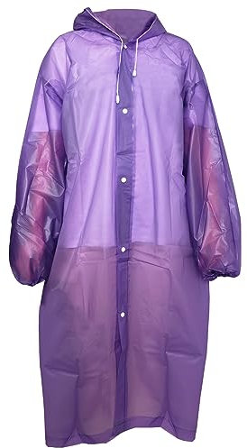 Fayemint Poncho Pluie, Poncho de Pluie Imperméable, Cape Pluie avec Capuche, pour Randonnée, Camping, Voyage, Cyclisme (Violet)