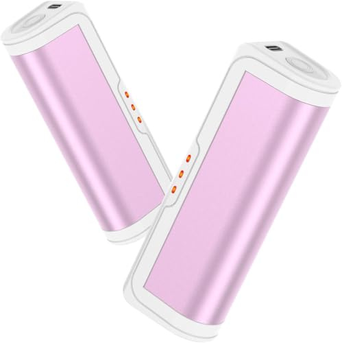 Jonwall Handwärmer Elektrisch 2er-Pack, Tragbare USB Handwärmer Wiederaufladbar Mit 3 Stufen Heizung, Schnelles Aufheizen Taschenwärmer für Outdoor Camping Golf, Warmes Geschenk für Frauen Männer