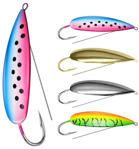QualyQualy Lot de 4 cuillères de pêche, sans Mauvaises Herbes, appâts durs pour Bar, Eau salée et Eau Douce, 1,4 g
