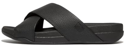 Fitflop Surfer - Sandalias cruzadas de cuero para hombre, Black, 7 UK Wide