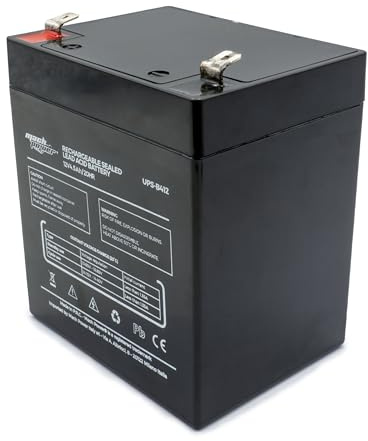 Mach Power Batteria al Piombo AGM 12V 4,5Ah Ricaricabile, Attacchi Faston F2 6,3mm, ideale per Gruppi di Continuità UPS, Sistemi di Emergenza, Allarme, Videosorveglianza, UPS-B412