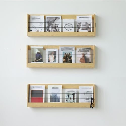 3er-Pack an der Wand montierter Zeitschriftenhalter, Aktenständer aus Holz für Eingangsbereich, Büro, Klassenzimmer, Rezeption, Kindergarten, oben offener Katalog-Literaturständer (Farbe: A, Größ