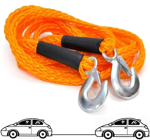 Cuerda Cable para remolcar Cinta de Arrastre Remolque con Gancho sujeción para remolcar Coches 4mts 3000kg