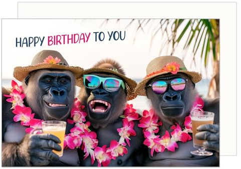 Edition Seidel Premium Geburtstagskarte mit Umschlag. Glückwunschkarte Tier Karte Billet Geburtstag Happy Birthday Mann Frau Coole Affen Party Urlaub Humor Lustig (G3527 SW024)
