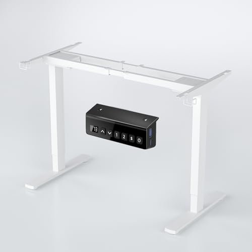 ERGOMAKER Höhenverstellbarer Gestell mit 2 starken Motoren, höhenverstellbarer Schreibtisch Gestell mit 2 Memory-Steuerung, Dualmotor Tischgestell höhenverstellbar mit 2 USB Ladeanschlüssen(Weiß)