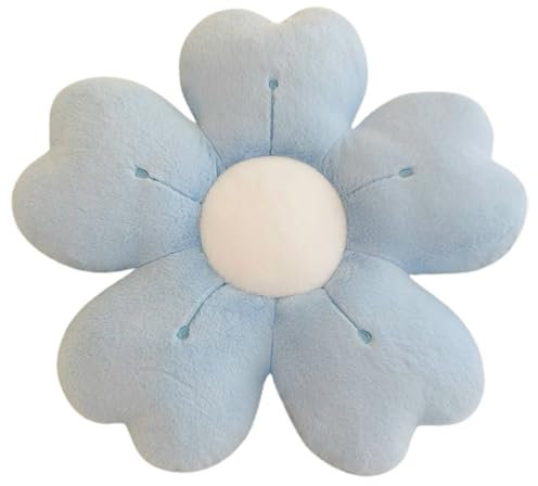 Altsuceser Blumen-Wurfkissen, Plüschkissen, Blumenform, verschleißfest, waschbar, lichtecht, dekoratives Kissen für Sofa, Couch, Blau, L