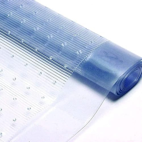 IMPERIAL STUDIOS Vinyl-Teppichschutz – wasserdichte, transparente Rolle mit rutschfesten Greifern und Kunststoffschienen für Flur, Zuhause, Küche