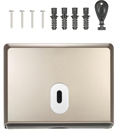 Kosmetiktücher Box Toilettenpapierhalter, wandmontierter Wischtuch-Toilettenpapierrollenhalter for Badezimmer, Taschentuchhalter, Wischtuchspender für Esszimmer Badezimmer Schlafzimmer(Champagne gold)