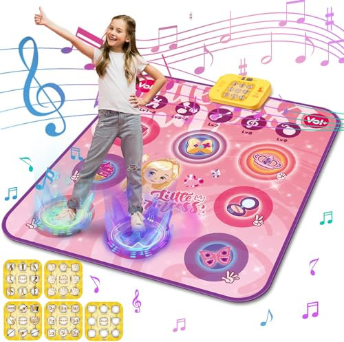 Gontence Tanzmatte für Kinder ab 3 4 5 Jahre Mädchen, Musikmatte mit Zwei-Spieler-Modus Und 5 Spielmodi, Weihnachten Geburtstag Geschenke Kinder Spielzeug Mädchen Jungen 5 6 7 8 Jahre