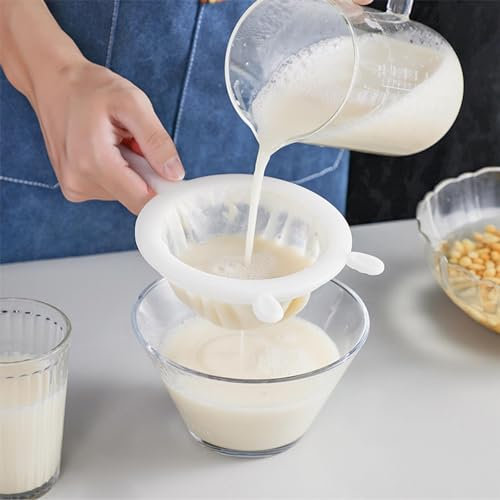 Colador de Malla de Nailon Ultrafino de Cocina de 5,51 Pulgadas, Tamiz de Plástico de Malla Fina con Mango, Herramienta de Cocina para Leche de Soja, café, Leche, Yogur, Jugo,