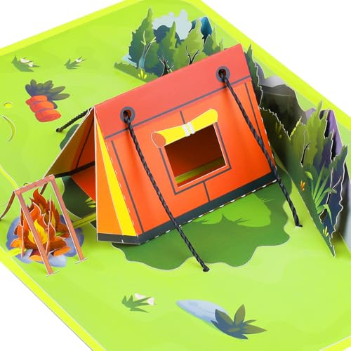 CNLITIHEKA Camping Trip Pop Up Karte, Zelt Camping Geburtstagskarte, | Happy Retirement Karte, Happy Father's Day Karte, alle Anlässe.