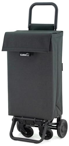 GARMOL Carro de la Compra Plegable 48 Litros | Carro de la Compra 4 Ruedas Gran Capacidad | Carrito Compra Plegable Color Negro