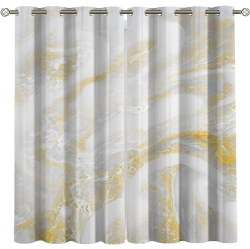 Gardinen Schlafzimmer Wohnzimmer Verdunkelungsvorhang Digitaldruck 3D Weiß-Gelbe Künstlerische Treibsand-Textur Blickdicht Vorhänge Kinderzimmer Thermovorhang Mit Ösen 140X160Cm (B X H) 2Er Set