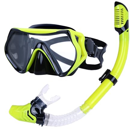 Edge Schnorchel-Ausrüstung für Erwachsene & Trocken-Top-Schnorchel-Set, 2in1, Schnorchelmaske für Erwachsene, mit 180° Panoramablick, Anti-Nebel, Anti-Leck, Tauchermaske für Schnorcheln, Tauchen
