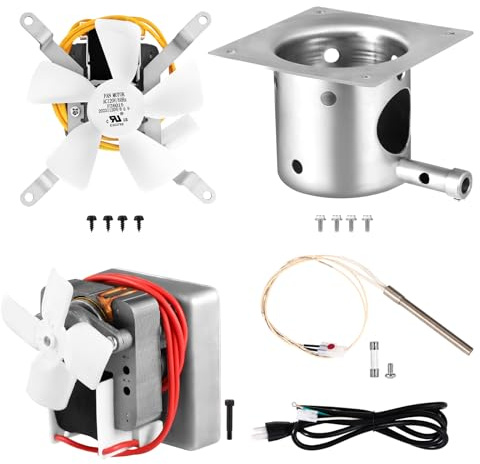 【Upgrade】Komplettes Ersatzteil-Set für Holzpellet-Grill, Schneckenmotor, Grill-Induktionsventilator, Feuerbrenntopf mit Schrauben, Hot Rod-Zünder mit Sicherung, Stromkabel für Traeger, Pit Boss