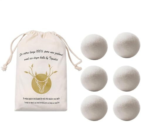 Bolas de secador, bolas de secador de lana, 6 piezas de lavandería reutilizables de lana Secador de lana, ablandador de tela natural, reduce las arrugas de la ropa y ahorra tiempo de secado