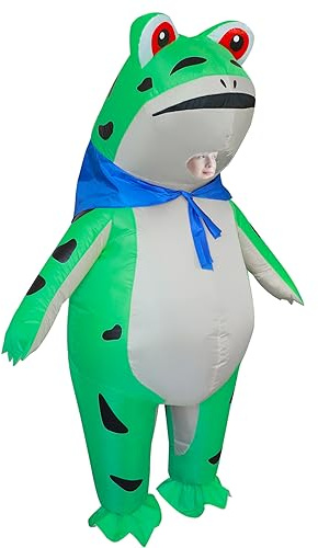 Poptrend Inflatable Costume Frog Blow up Costume Full Body Halloween Frog Suit for Adult Kids Men Women Funny Fancy Dress Party (Kids)