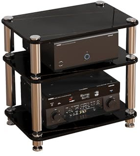 Mobile Giradischi Vinili Supporto Casse Audio Rack Stereo Hifi Scaffale Portaoggetti per Media Componente 1/2/3/4 Livelli per Sale di Registrazione Commerciale Casa Ufficio(Black,60*40*57cm)