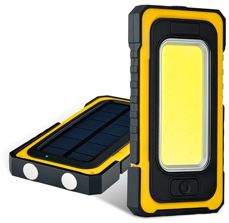 Wigearss Torcia LED Ricaricabile Lampada da Lavoro Magnetico COB Luce Portatile Lampade di Ispezione Solari 1500 Lumen