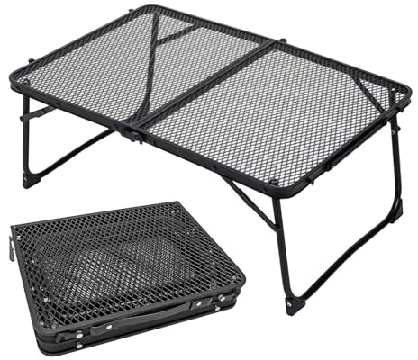 Generisch Mesa de Picnic Plegable, Mesa de Cocina con Tablero de Malla, 60 x 40 cm, Mesa de Metal para cocinar, Barbacoa, Camping, jardín, al Aire Libre