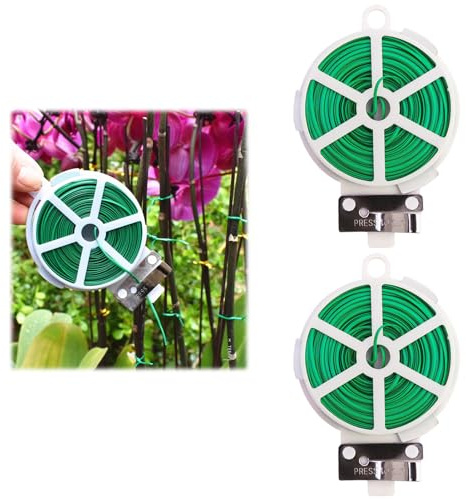 afhgdjr 2 Roll Bindedraht,Bindedraht Grün,Bindedraht Ummantelt,Pflanzendraht,Blumendraht,Für Gartenkletterpflanzen, Sträucher, Weinreben und Blumen,50 m Lang pro Rolle
