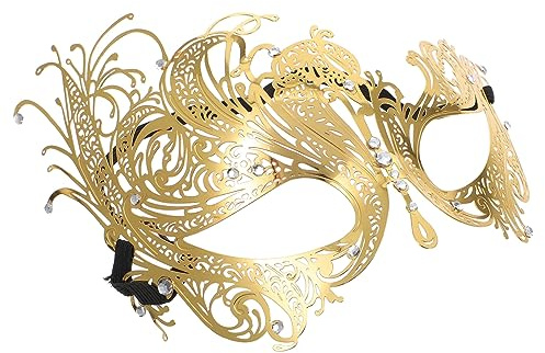 UKCOCO Masque Doré avec pour Adultes Masque de Fête Créatif Demi Visage pour Cosplay et Halloween