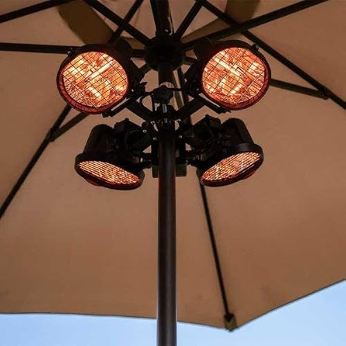Multi-Sol Outdoor Parasol Heater with 4 Ruby Heating Elements - Efficient Radiant Heat for Patios, Gardens, and Outdoor Spaces, 5m Cable, 5000-Hour Lifespan, Easy to Mount, Weather-Resistant