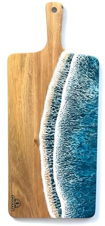 *NEU* Edles Servierbrett XL 60 cm aus Holz mit Epoxidharz Meer-Effekt – Tapasbrett, Käseplatte & Brotzeitbrett – Geschenkidee – Epocraft