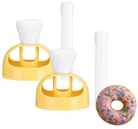 2 Pack Donut Cutter, DIY Doughnut Cutter Biscuit Cutter DIY Doughnut Cutter Round Cookie Cutter Doughnut Maker Cake Mould Plastic Donut Cutters for Kitchen Baking Tool