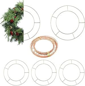 5 Pcs 14 Inch Wreath Ring, Metal Wire Wreath Frame for Wreath Making Supplies Floral Craft, DIYs & Front Door Décor | Wreath Base for New Year Birthday Valentines & Christmas Wreath Making Kit.