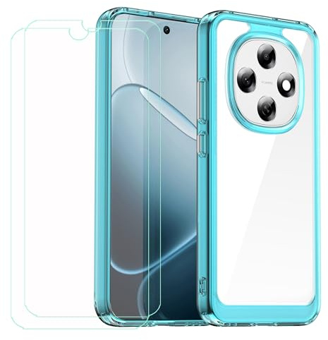 GYDQQKJ Funda para OPPO A6 Pro 5G + 2 Piezas Vidrio Protector de Pantalla Cristal Templado Film, Translúcido Azul Suave TPU Silicona Cover Carcasa Caso Case para OPPO A6 Pro 5G (6.57)