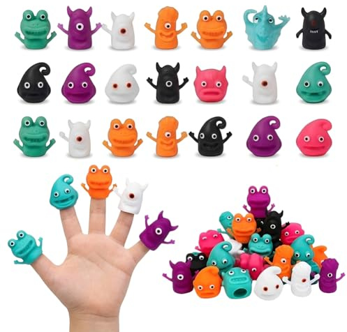 QYEHF - 20 PCS Dita Mostro,Silicone per Halloween, pupazzi da dito mostriFeste a Tema, Giochi Interattivi - Pupazzi da Dito per Intrattenimento Familiare e Feste (Colori Casuali)