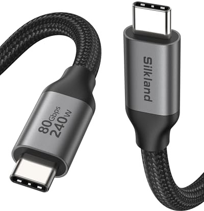 Silkland 80Gbps USB4 V2.0 per Cavo Thunderbolt 5 2M, fino a 120Gbps con Bandwidth Boost, 16K/Dual 8K, Ricarica Rapida 240W, Compatibile con Thunderbolt 4/3, MacBook M4 Pro, SSD, Dock, Monitor, USB-C