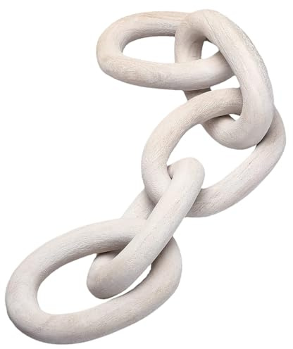 TOYANDONA Chain Link Bookshelf Decoration Wood Chain Rustic Pendant for Living Wall Hanging Decor for Home Decor Accessories and Decorations