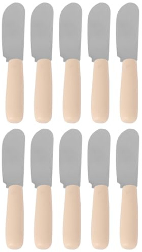 VICASKY 10 Couteaux à Beurre Inoxydables avec Poignée Plastique, Spatules à Crème Pâtissière, Ustensiles Cuisine Essentiels pour Tartiner et Pâtisserie, Lot 10 Pièces, Usage Domestique