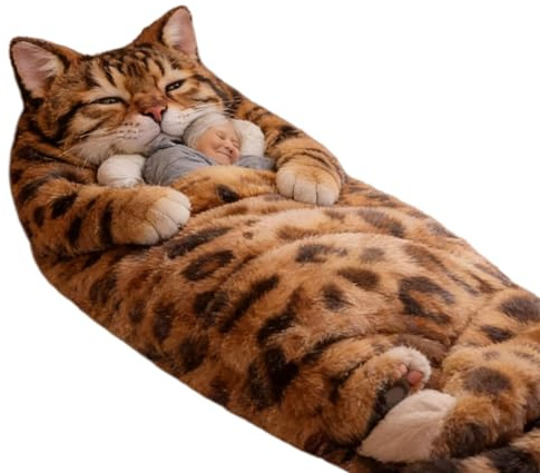 Sacco a Pelo | 175x80cm Lavabile Morbido Divertente,Sacco a pelo caldo a forma di gatto,Per interni casa soggiorno camera bambini ludoteca appartamento dormitorio donne uomini compleanno