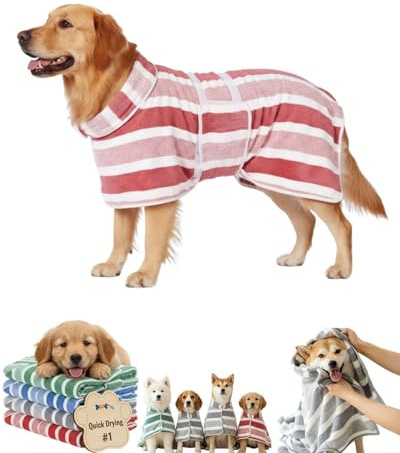 Bademantel für Hunde, Hundehandtuch, Hundebademantel Aus Mikrofaser, Bademantel Hund Mit Extra Saugfähig Und Schnell Trocknend, für Große Mittelgroße Kleine Hunde/Katze (Pink, S)
