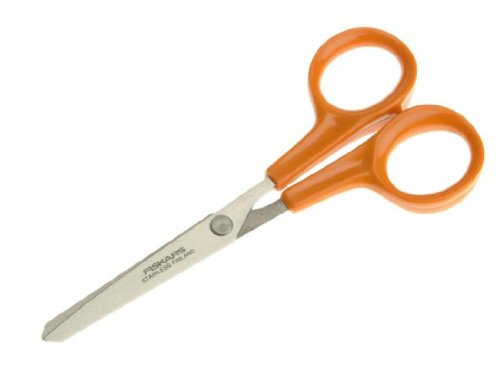 Fiskars Ciseaux Hobby, Longueur totale: 13 cm, Pour droitiers et gauchers, Lames en acier inoxydable/Poignées en plastique, Orange, Classic, 1005154