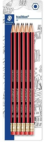 STAEDTLER 112HBBK10D tradition grafitpenna för att rita och skissa - HB, suddgummi-spets (paket med 10)