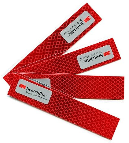 Salzmann Diamond Grade Reflective Sticker, 3M Material, Waterproof, All-Weather, Red, Pack of 4